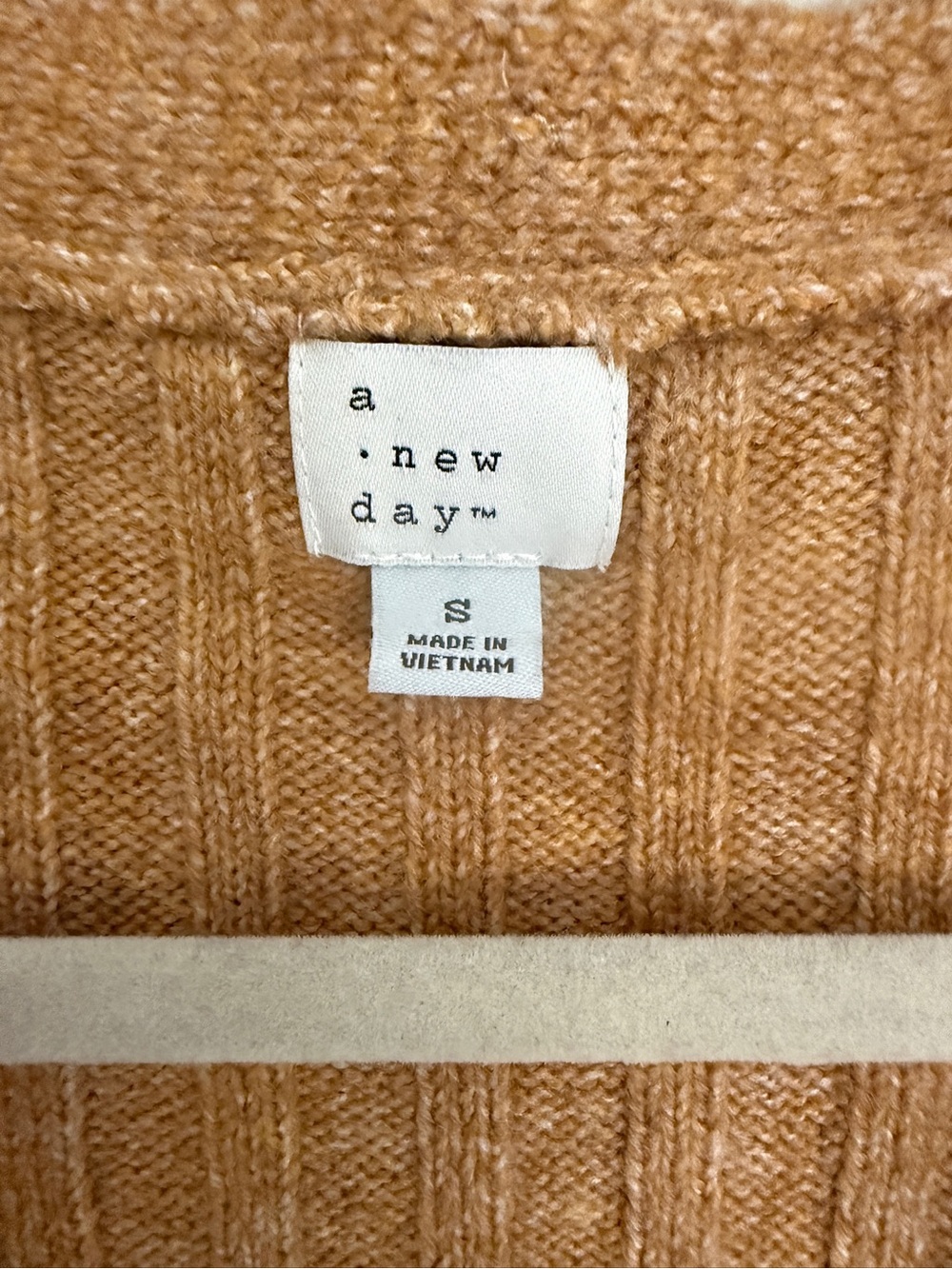 NWOT A New Day Camel Ribbed Button-Front Cardigan, size small - Picture 2 of 6